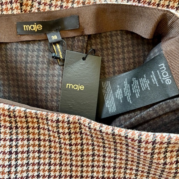 MAJE Jaisa Brown Houndstooth
Pattern Slit Midi Skirt - Picture 11 of 16